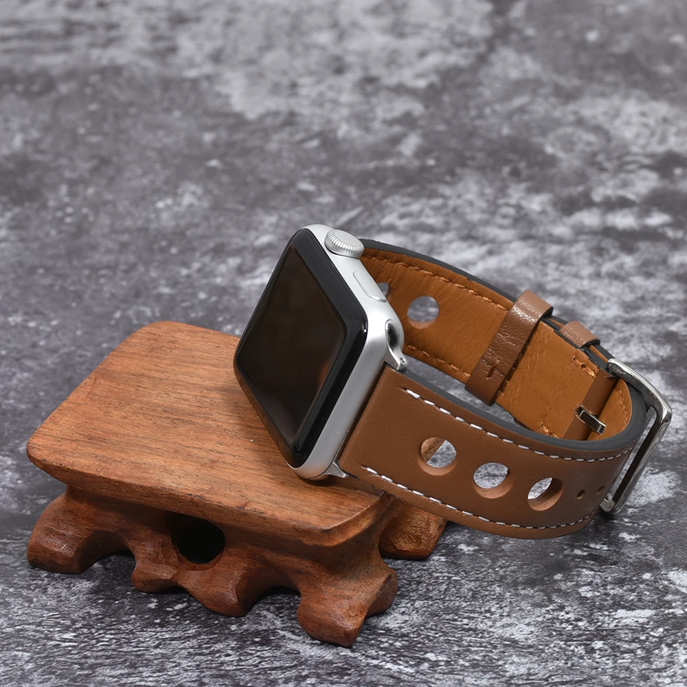Кожаный ремешок для часов Apple Watch 5 44 мм 38/40/42 4 3 2 1 коричневый черный серый