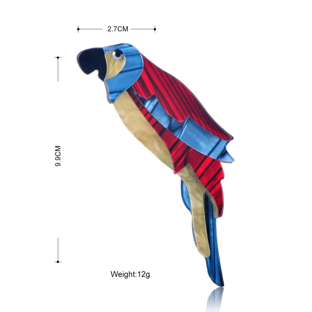 Модная женская большая красная синяя брошь попугай животные акриловые ювелирные