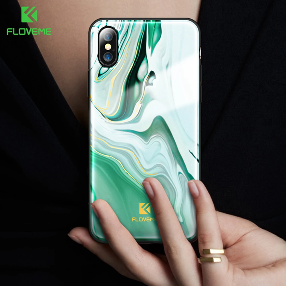 FLOVEME Роскошный Мраморный мягкий чехол для телефона iPhone 7 8 Plus X Чехол шикарный