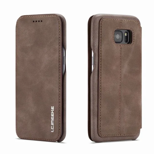 grey Роскошный кожаный флип-чехол на магните для samsung Galaxy S10 S9 S8 Plus держатель для карт чехол для samsung S7 S7 Edge Note 8 9 Coque Funda - Цвет: grey