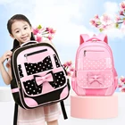 Милый школьный рюкзак для девочек, детский рюкзак в горошек с милым бантом, многофункциональный молодежный рюкзак для начальной школы, аксессуары