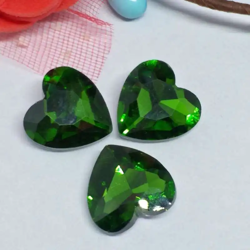 Изумрудное сердце Φ Стразы DIY свадебное платье 8 мм 10 12 14 16 18 27 мм|pointback rhinestones|rhinestones