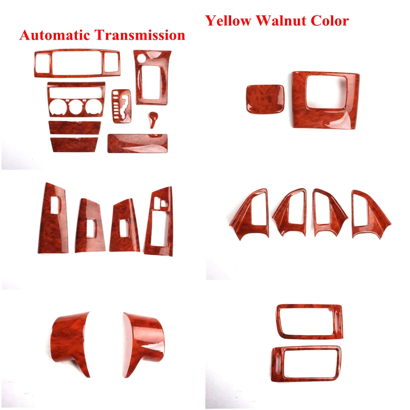 Yellow Walnut Color 22 шт./компл., АБС-пластик, Автомобильный интерьер древесины Цвет накладка Панель наложения Рамка комплект подходит для Защитные чехлы для сидений, сшитые специально для Toyota Corolla EX Altis 2013 - Название цвета: Yellow Walnut Color