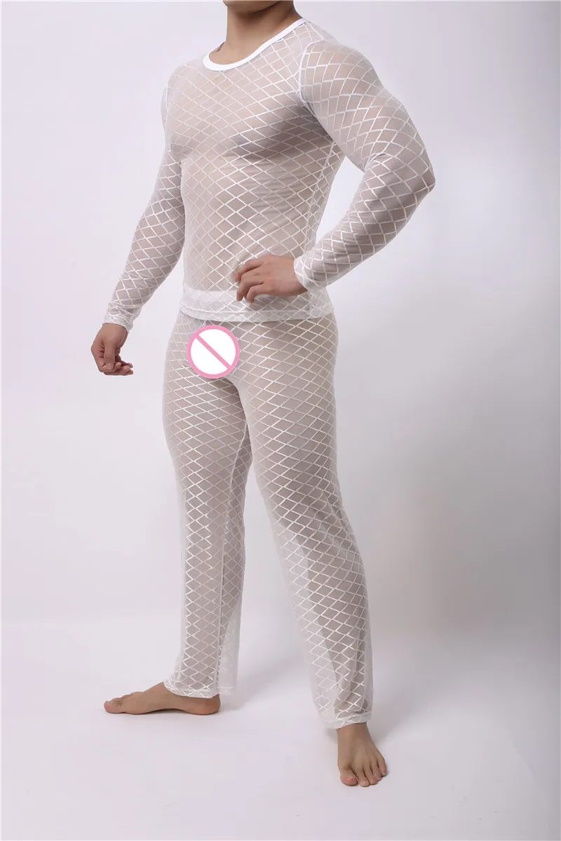 Top quality Long Johns Underwear Men Tops Pants Sets Compression Finish Net Quick Drying Underwear Men Cothing Set Long Johns