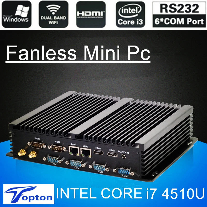 Topton Haswell промышленный мини ПК Win10 Core i3 i5 i7 2 * Intel 82583 В Gigabit NIC 6 RS232 компьютер 300 м Wi Fi HDMI