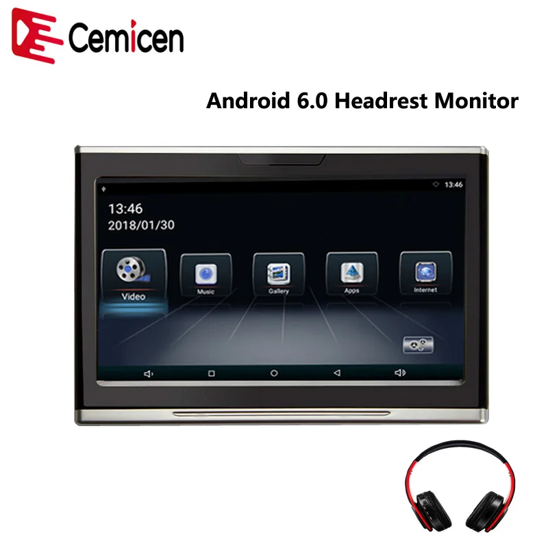 Cemicen 10 1 дюймовый Android 6 0 IPS сенсорный экран автомобильный монитор на подголовник HD