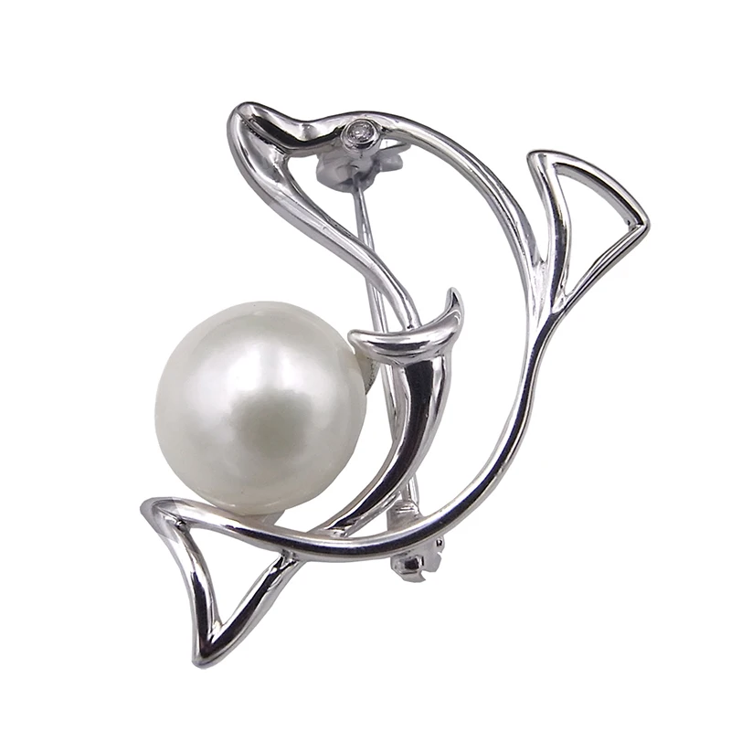 Брошь в виде дельфина с жемчугом подарочное ювелирное изделие из стерлингового