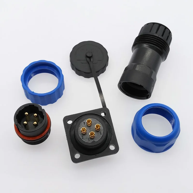 SP20 corrugated pipe IP68 waterproof connector plug and flange socket 2pin 3/4/5/6/7/9/10/12/14Pin | Connectors