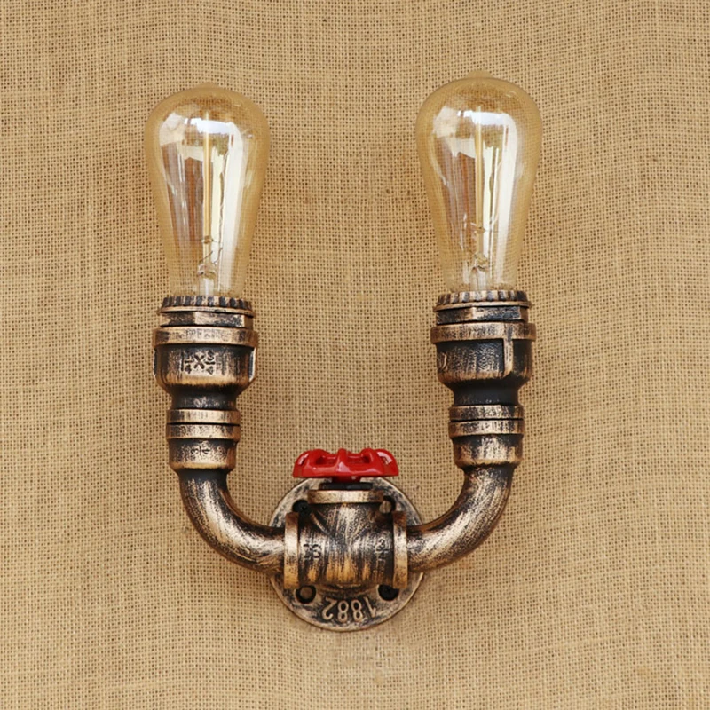 Настенный ретро светильник в Европейском винтажном стиле 2 лампочки с железной