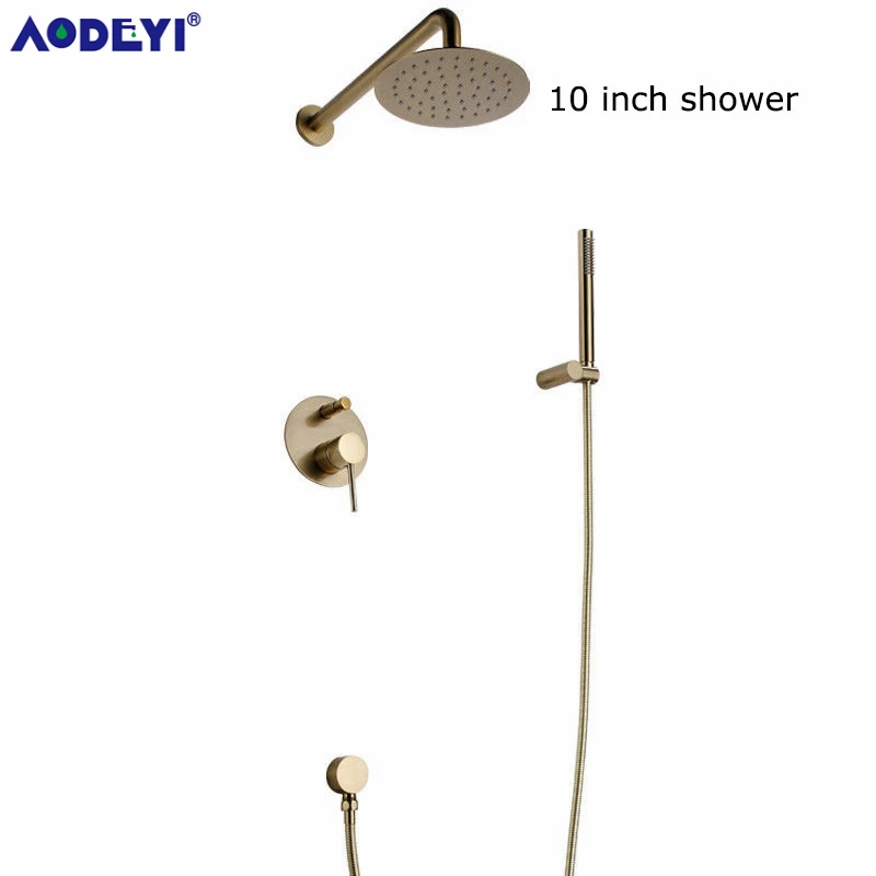 40 MM Arm 10 Inch D Твердый латунный матовый золотой душевой набор Rianfall, душевая головка, смеситель для душа, настенный смеситель для душа, набор для воды - Цвет: 40 MM Arm 10 Inch D