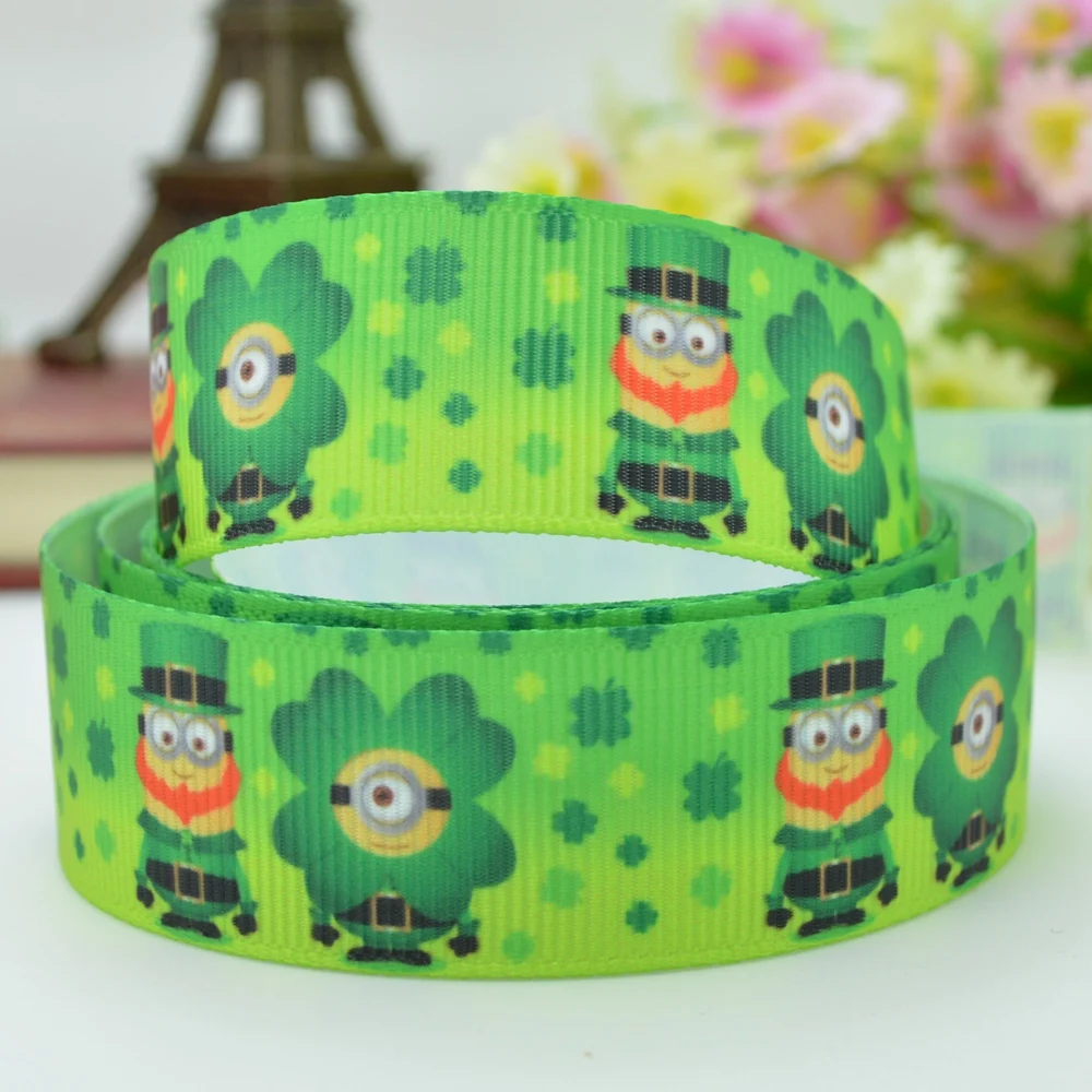 DUWES 7/8 &quot22 мм St. День Патрика Миньоны Клевер печатных grosgrain ленты волос лук DIY