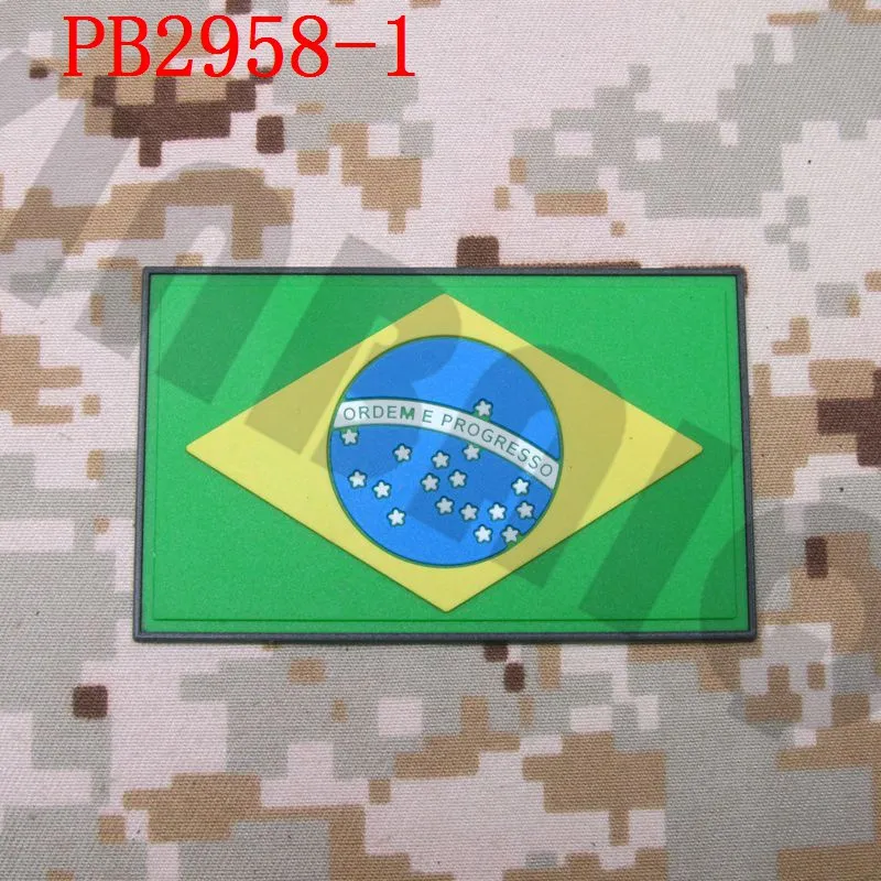 PB2958 Colors 3D ПВХ патч Бразилия национальный флаг - Цвет: PB2958 Colors