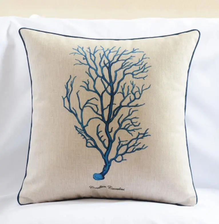 Mediterranean Square Throw Pillow/almofadas Case 45x45 53x53 60x60,nordic Blue Cushion Cover Home Decor image 2