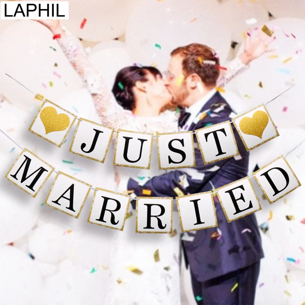 LAPHIL Mr Mrs Just Married Wedding Banner Paper Bunting Garland To be Bride Photo Booth Props Hen Party Photobooth Decor | Дом и сад