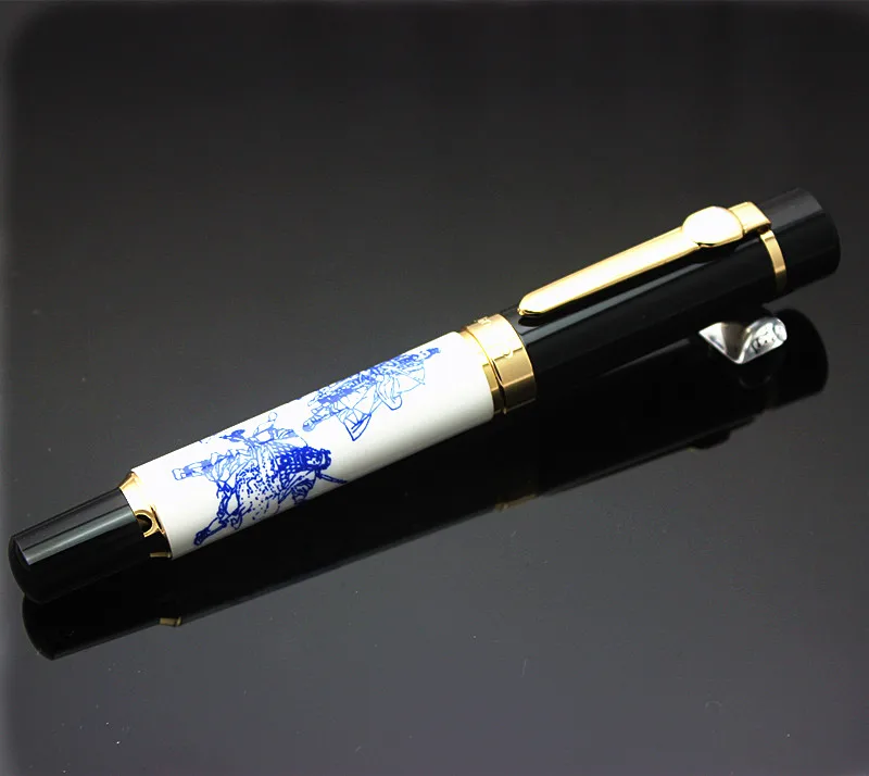 Jinhao 650 Noblest синяя и белая фарфоровая чернильная ручка средняя перо авторучка