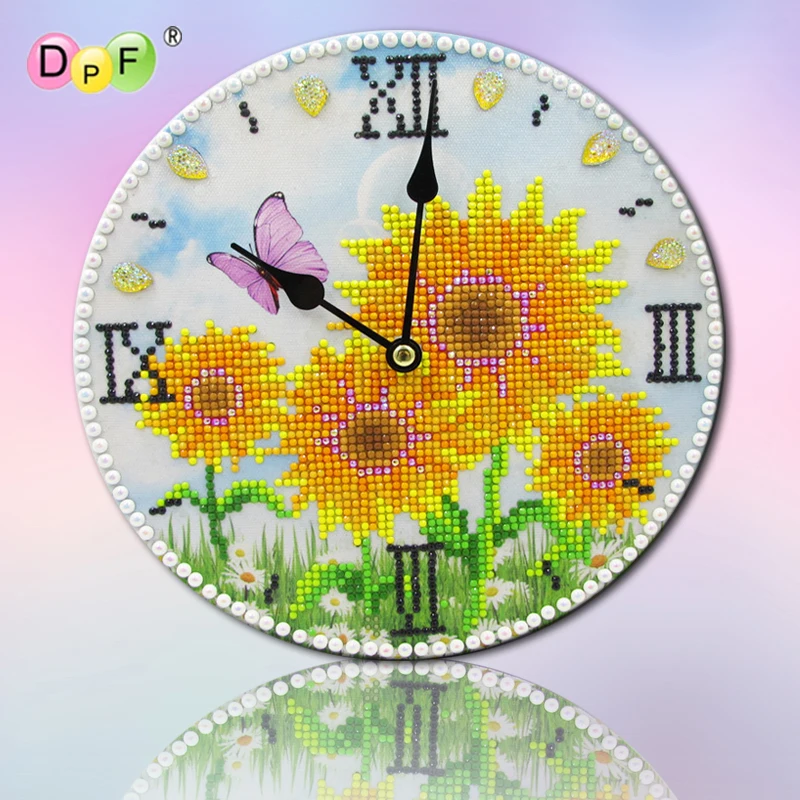 DPF DIY 5D круглая алмазная живопись Желтые Подсолнухи искусство подарок Алмазная