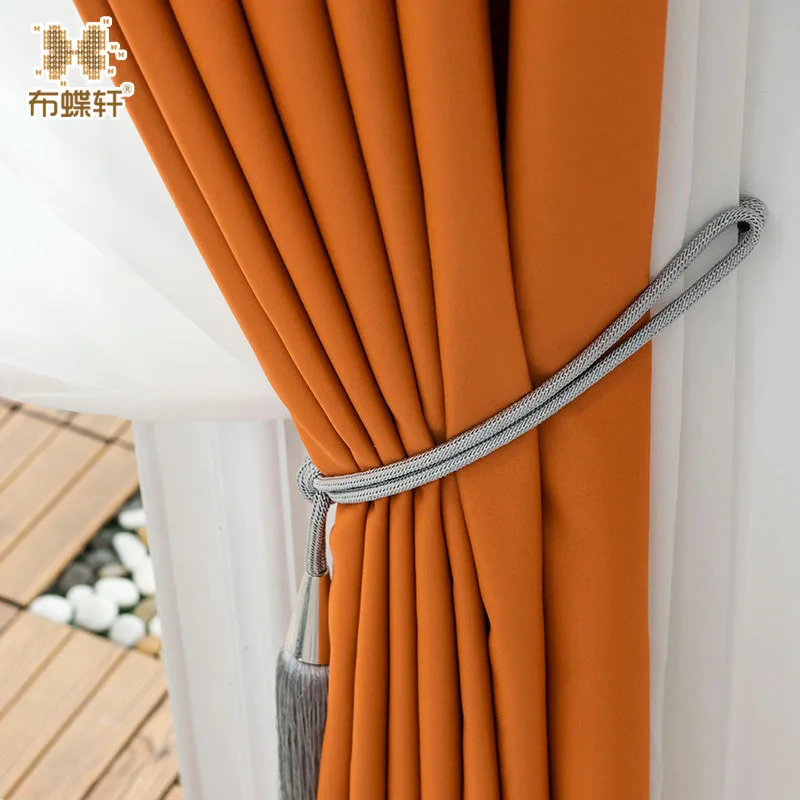 Лето 2019 новые яркие оранжевые Роскошные Имитация шелка серии оконные шторы для