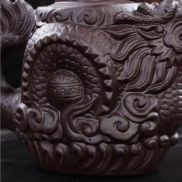 2021 Hot Sale Authentic Yixing Big Capacity 530ml &amp 210ml Purple Clay Teapot Dragon And Phoenix Teaset Kettle KungFu | Дом и сад