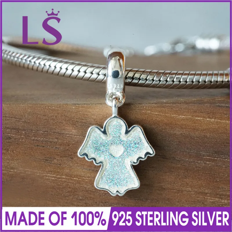 LS снежный Ангел Эмаль Подвески подходят оригинальные бусины серебро 925 браслет