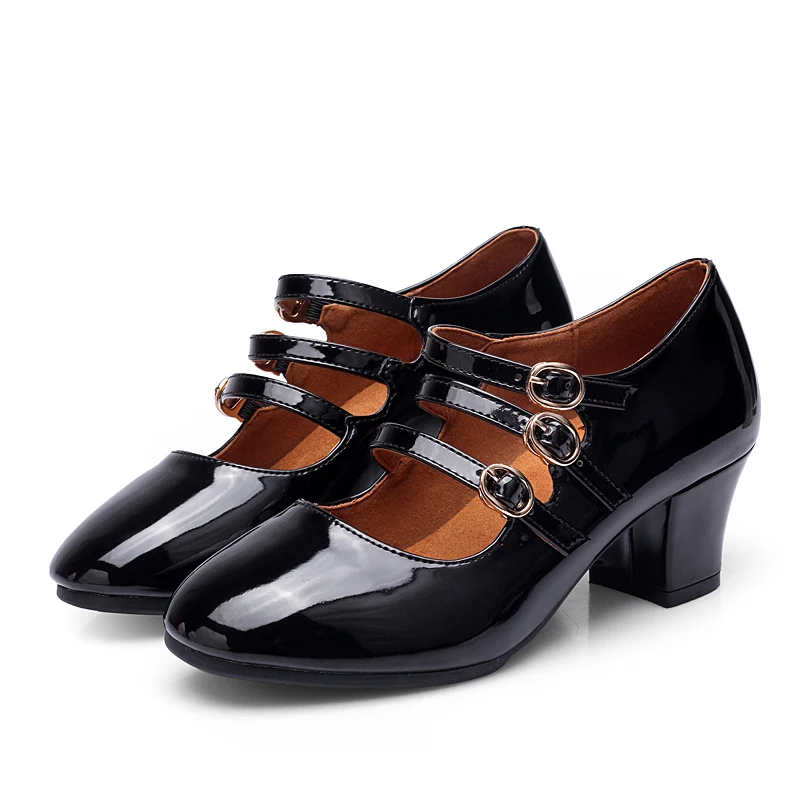 Heel 5cm black USHINE BD201 Черный Белый каблук 5 см Открытый Крытый квадратный танцевальная обувь Матросская обувь для латинских бальных танцев Стандартный для женщин - Цвет: Heel 5cm black