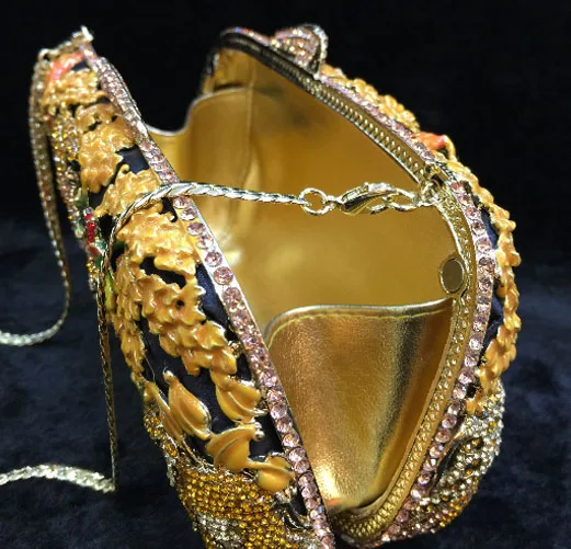 

Fashion Prom evening bag diamond flower Clutch Bag hollow Metallic luxury hasp handbag banquet party purse women's Shoulder bag