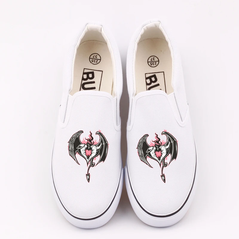 E-LOV Low Top Men Flat Canvas Shoes Graffiti Skeleton Head Cool Slip On Loafers Print Skull Tenis Espadrilles | Обувь