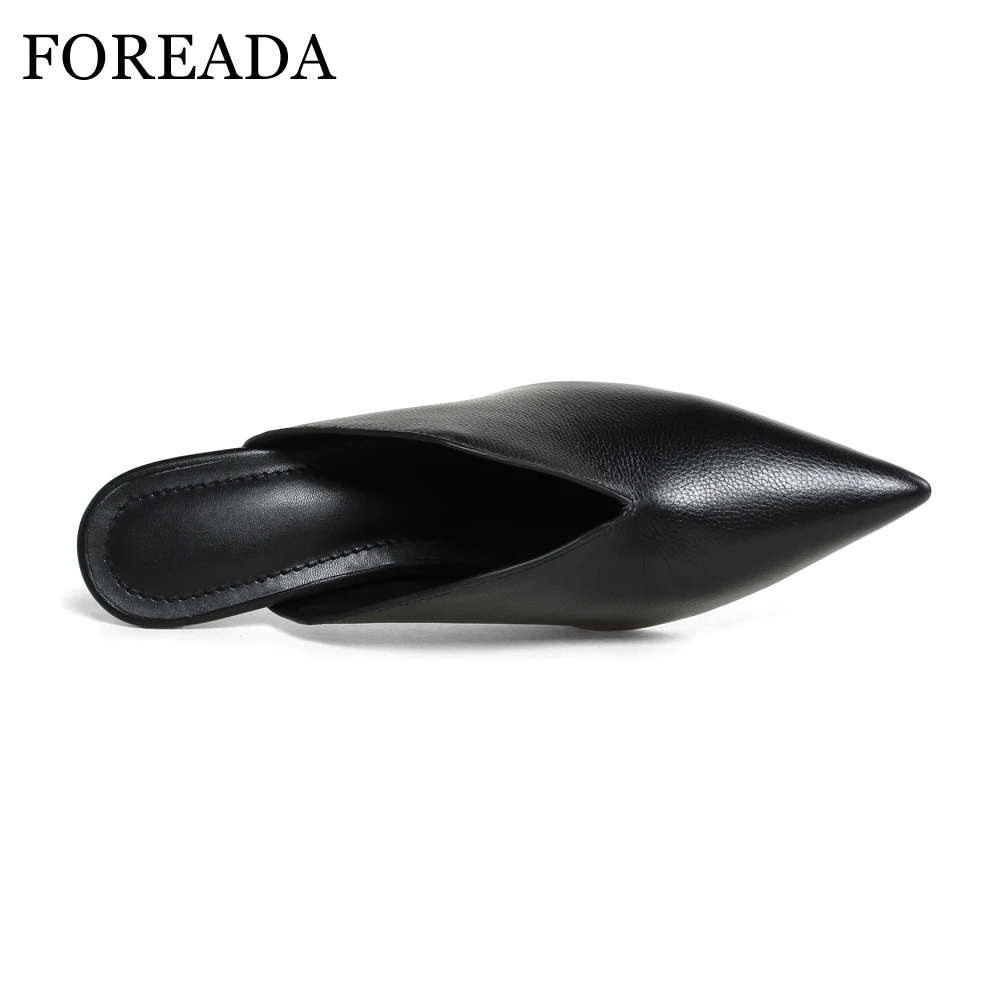 Женские туфли лодочки без задника FOREADA из натуральной кожи на высоком тонком