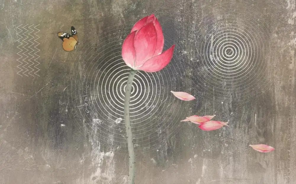 Пользовательские 3D Настенные обои ручная роспись абстрактный Лотос фон Стена