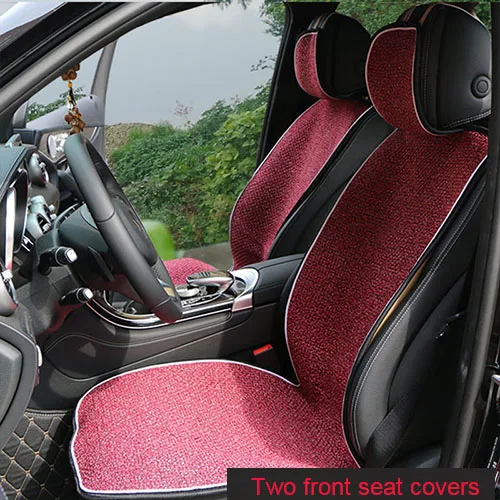 Two front seats Red 2 шт., искусственный льняной чехол для автокресла, осень и зима, Новинка/универсальные чехлы для автокресла, накидка, подходит для большинства автомобилей - Название цвета: Two front seats Red