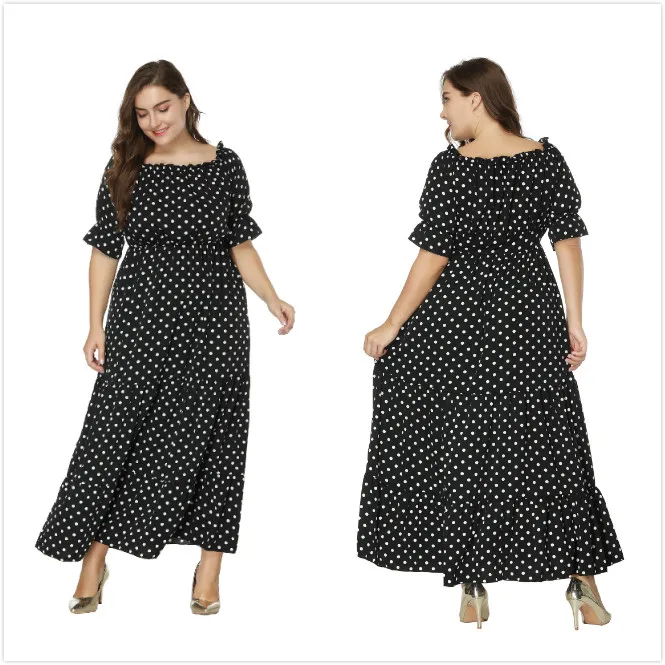 

DUOUPA 2019 New Spring and Summer Women's One-neck Dress Long Print Dress Bohemian Beach Sexy Big Dress