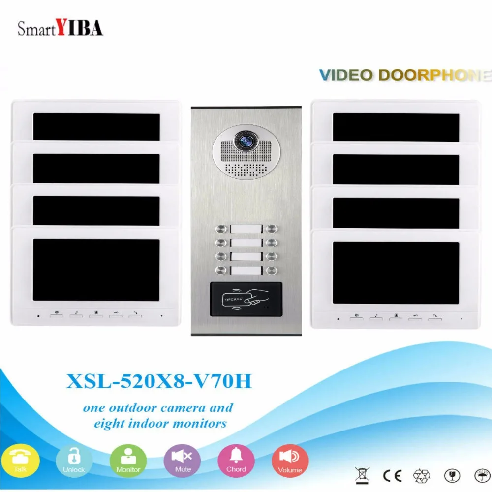 SmartYIBA 8 блок видео-домофон Системы видео-телефон двери дверной звонок 7 дюймов для