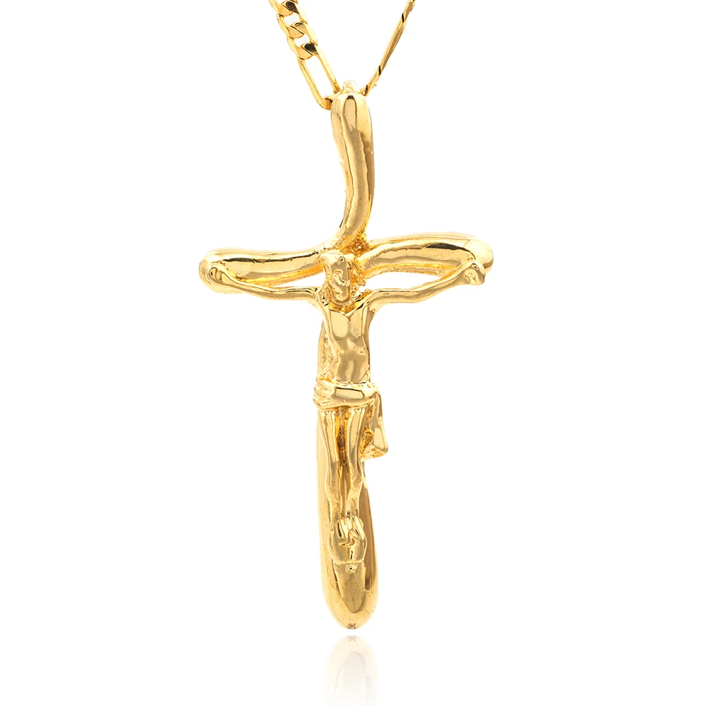 Цепочка с подвеской крестом золотистого цвета P040|crucifix jesus|crucifix cross pendantcrucifix pendant |