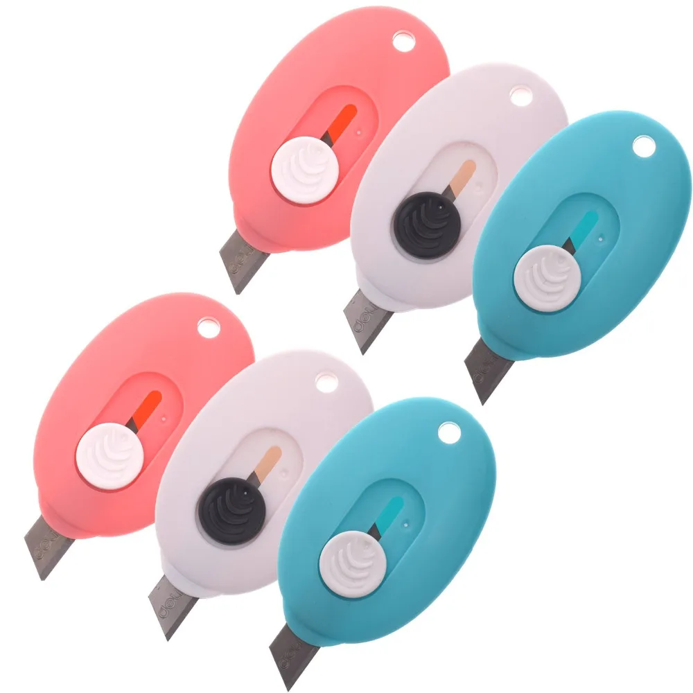 Pack of 6 Mini Retractable Utility Knife Box Cutter Letter Opener Random Color | Канцтовары для офиса и дома