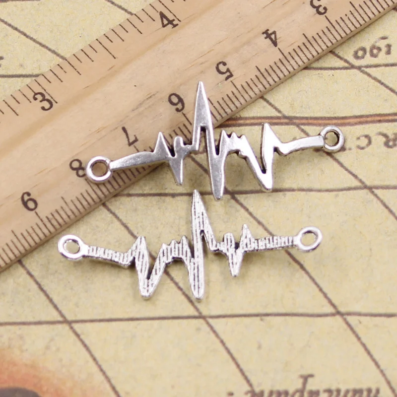 20 шт. подвески ECG Link соединитель сердцебиения 40x20 мм тибетские бронзовые