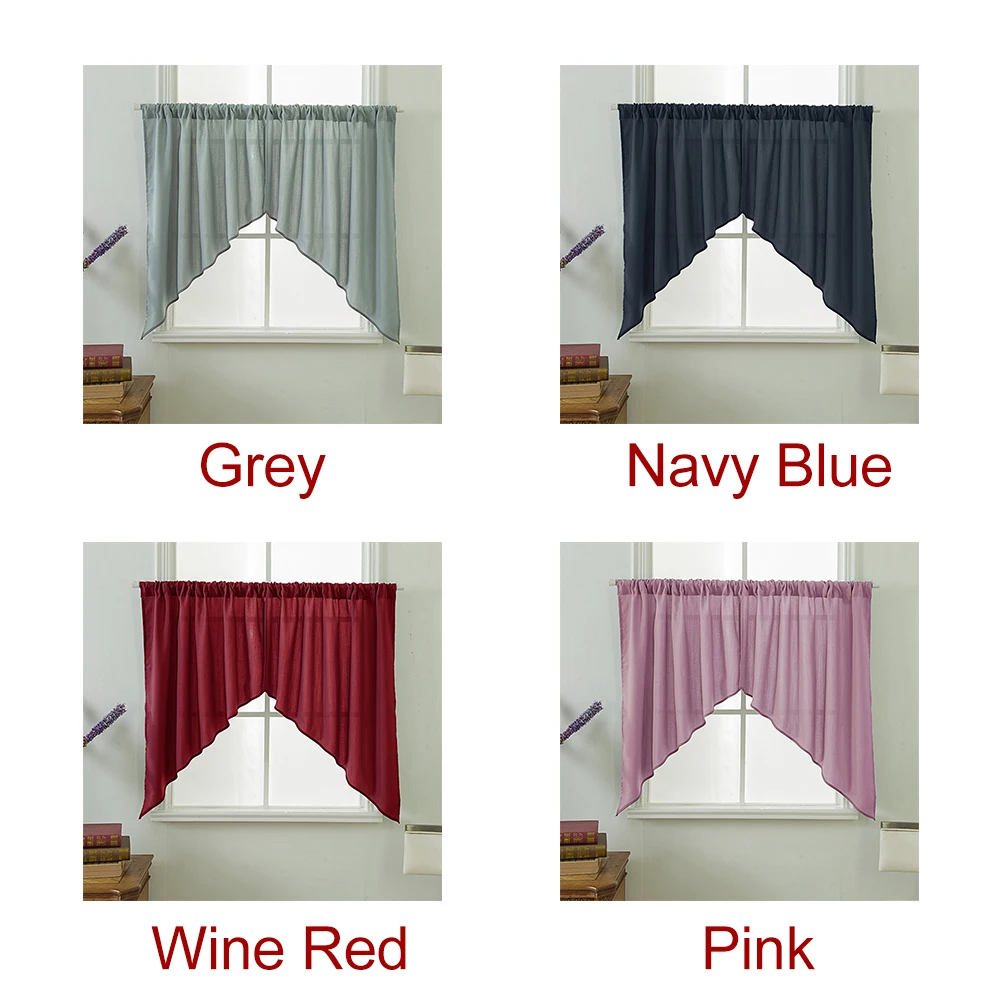 2PCS Polyester Cotton Guestroom Decoration Short Pastoral Solid Elegant Living Room Home Window Triangular Valance Curtains | Дом и сад