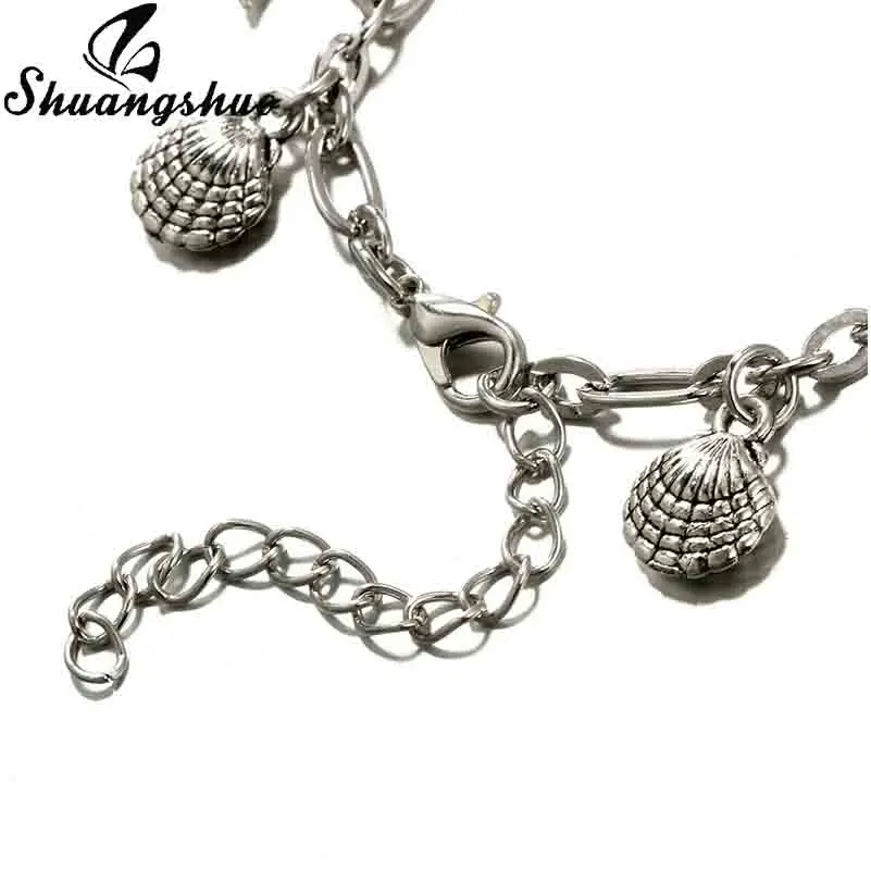 Shuangshuo Seashell ножные браслеты для женщин в виде ракушки многослойная цепочка ножной браслет на ногу богемное ювелирное изделие Enkelbandje
