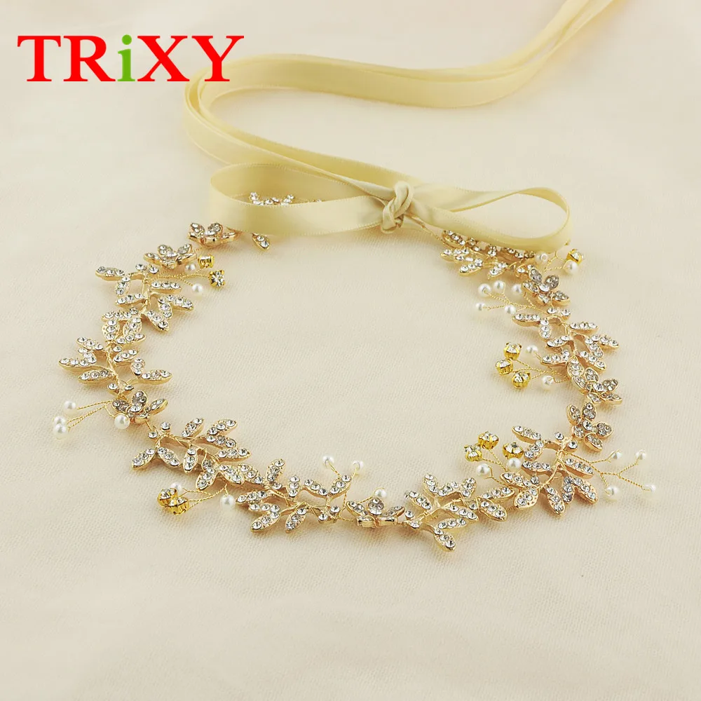 TRiXY H89 горный хрусталь свадебное с жемчужными бусинами аксессуары для волос Флора