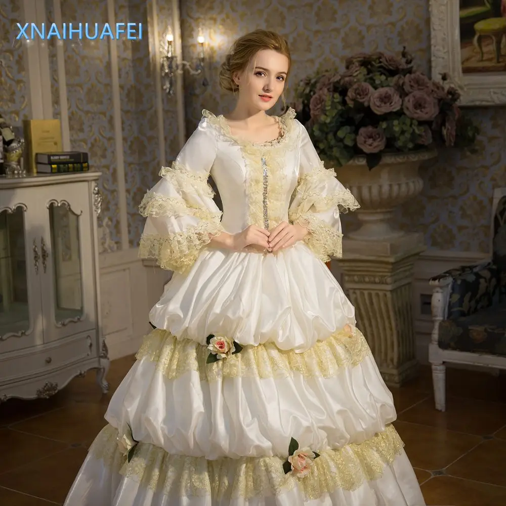 Белое платье в стиле рококо средневековое женское викторианском готическое