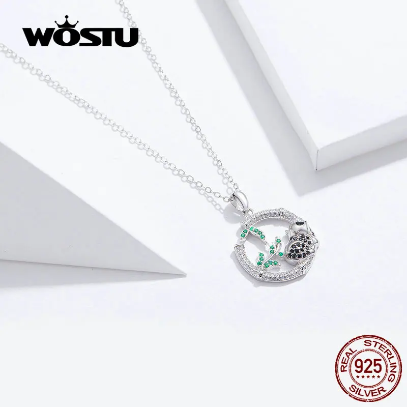 WOSTU 2020 новый дизайн Бамбук & колье с изображением панды подлинное 925 пробы