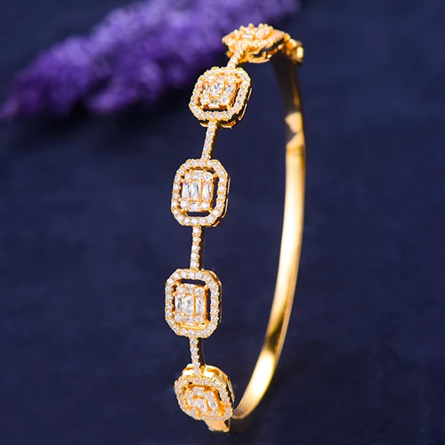 H060B Gold GODKI модный роскошный Штабелируемый браслет для женщин свадебный Полный AAA кубический циркон Кристалл CZ Дубай Серебряный Браслет вечерние ювелирные изделия - Окраска металла: H060B Gold