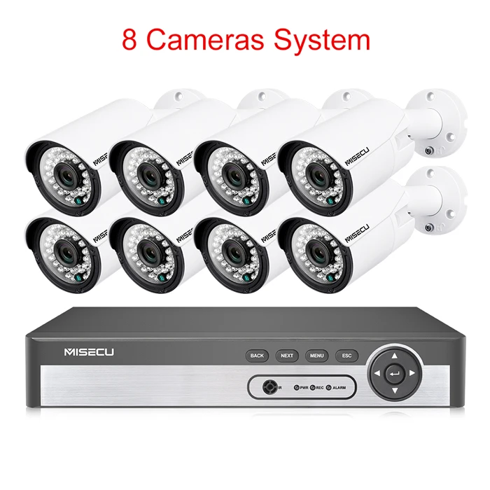 MISECU 8CH 1080P CCTV камера система аудио запись 2MP пуля PoE IP камера водонепроницаемый открытый ночное видение комплект видеонаблюдения - Цвет: 8CH NVR and 8 Camera