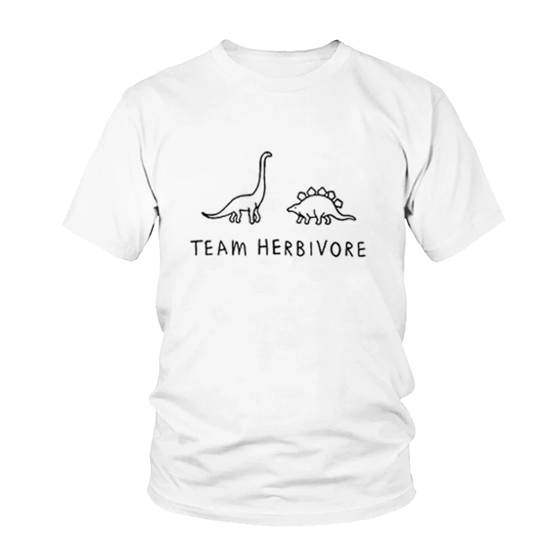 

Funny Women Men T Shirt White t-shirt Tshirts Black Tee TEAM HERBIVORE Dinosaur Print Funny T-Shirt Unisex Vegan Tee Cute Tops