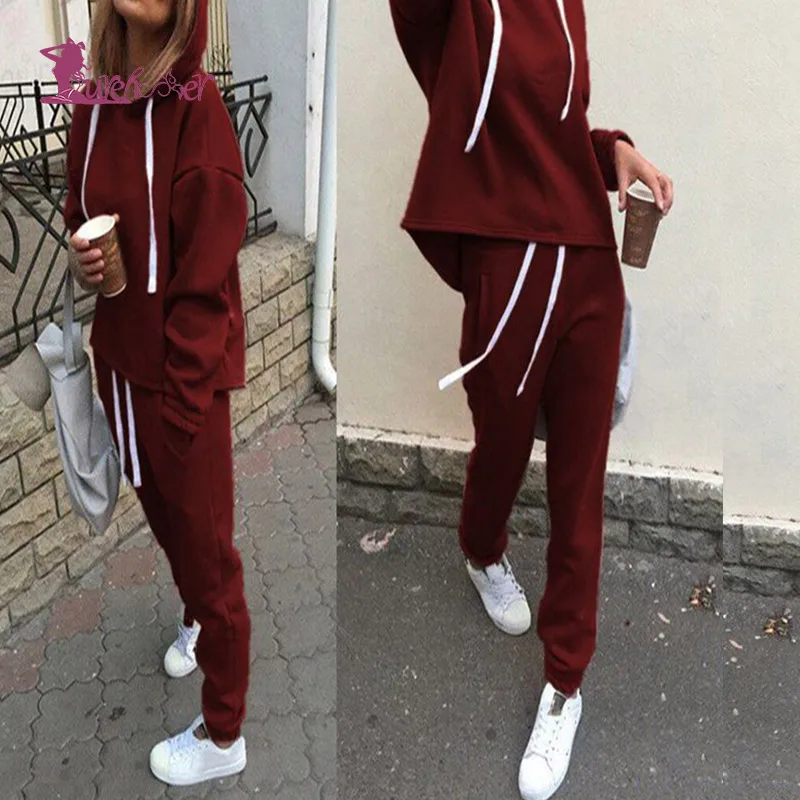 Lurehooker, женские спортивные костюмы, сексуальный спортивный костюм, комплект из 2 предметов, однотонная одежда с капюшоном для йоги, фитнеса, костюм, одежда для тренажерного зала, наборы для бега