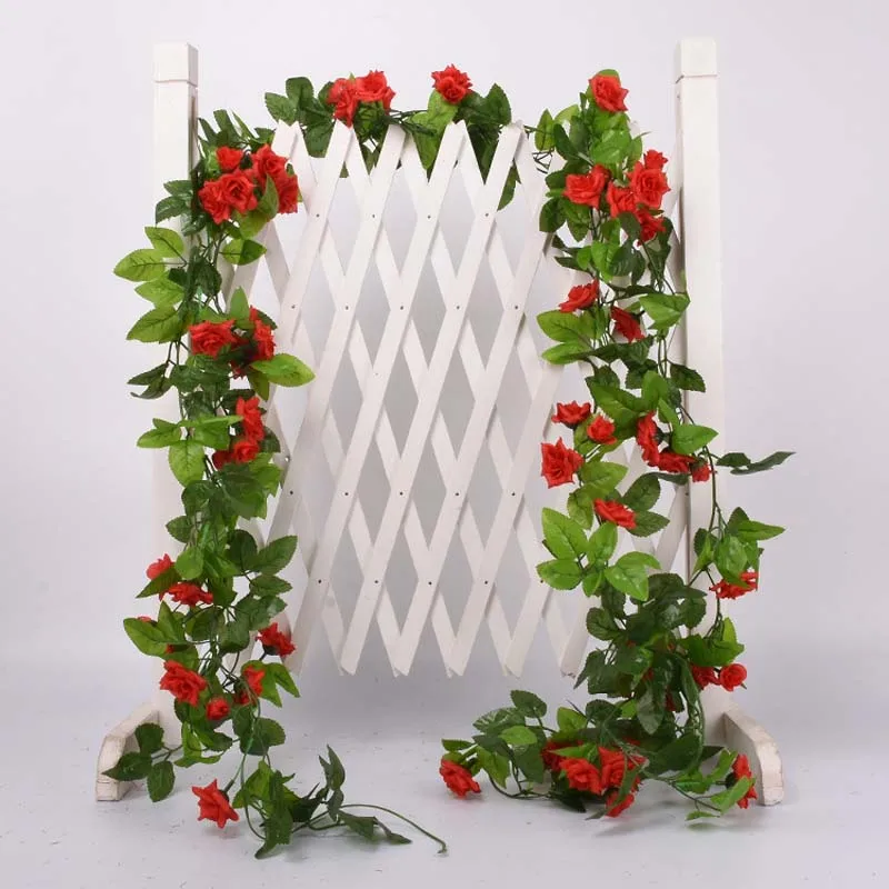 33pcs Red 1 шт. шелковые розы плюща лоза с зелеными листьями для дома Свадебные украшения поддельные листья diy Висячие гирлянды искусственные цветы - Цвет: 33pcs Red