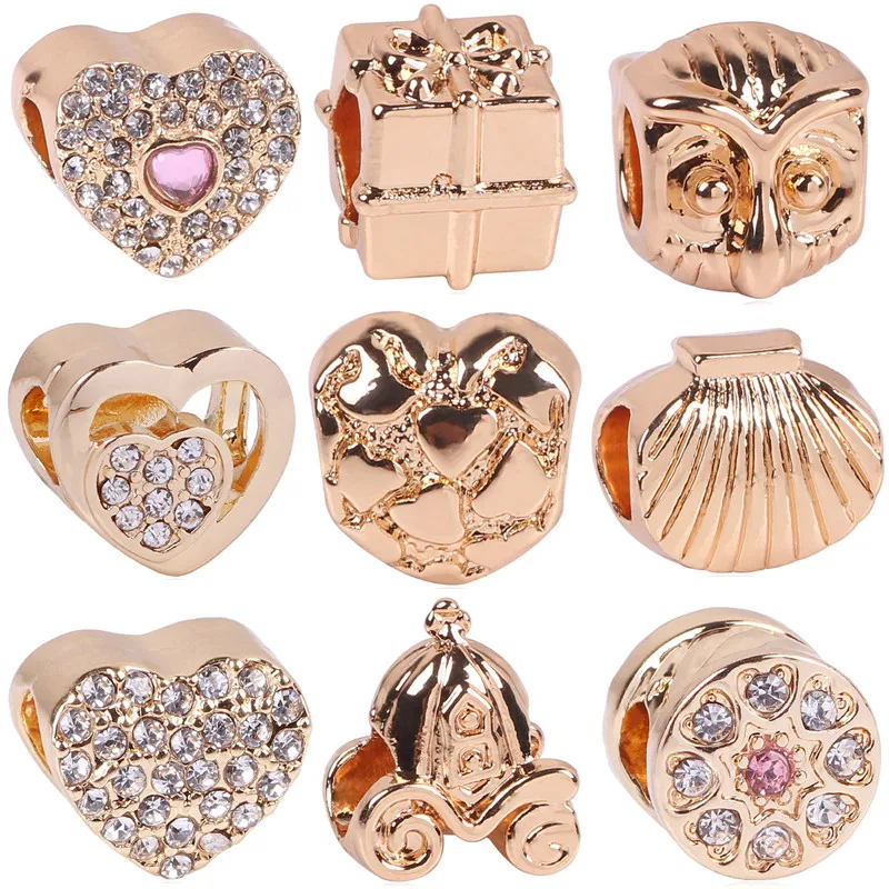 Мода от aifeili золотого цвета в форме сердца очаровательные бусины подходят Pandora