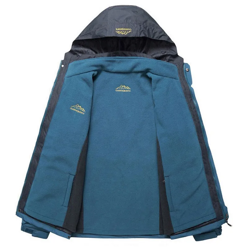 WindTaste 8XL Men's Women's 2 Pieces Thick Winter Inner Fleece Jacket Outdoor Sport Warm Coats Male Female Thermal Jackets KA097 | Спорт