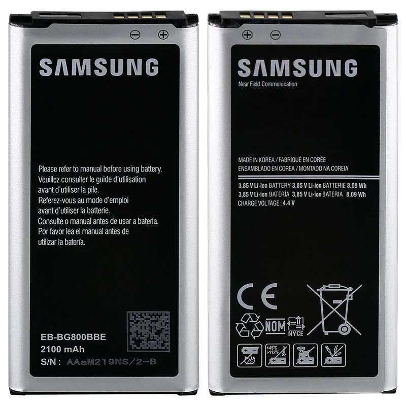 Оригинальный Samsung S5 MINI аккумулятор для Galaxy Mini G800 G800F G800H G800A G800Y G800R EB BG800BBE 2100 мАч с