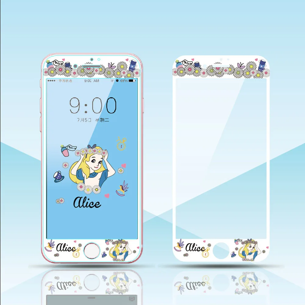 3D защита экрана из закаленного стекла для iPhone 7 8 Plus 6 6 S Plus принцесса пух собака Алиса мягкие края полное покрытие стеклянная пленка SJ24 - Color: M247