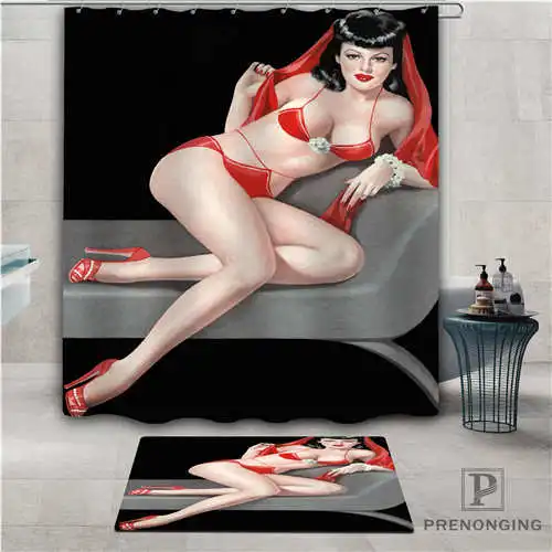 Индивидуальный pin up lady (1) водонепроницаемый занавеска для душа коврик дома ванной