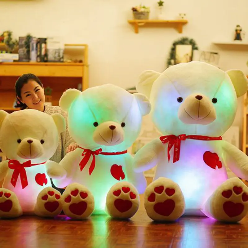 

Luminous Bluetooth 80cm Creative Light Up LED Teddy Bear Stuffed Animal Plush Toy Colorful Glowing Teddy Bear Christmas Gift for